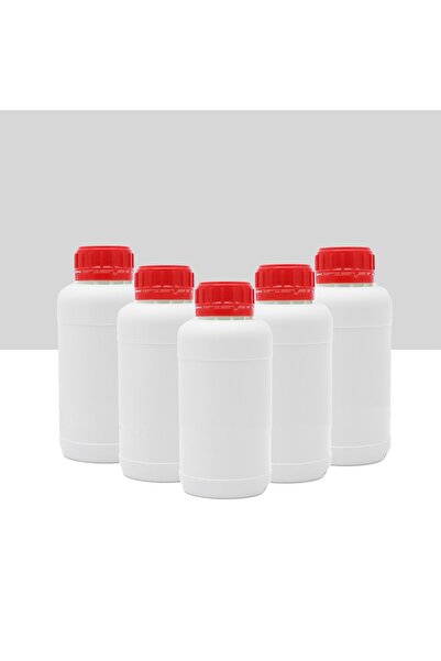 Sevgift Plastik Numune Saklama Şişesi 250ml Kırmızı Kapaklı- 5 Adet (Kimyasal...