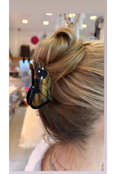 Esmeray Aksesuar Gold Renk Metal Dişli Köpek Figürlü Kemik Mandal Toka Uzunlu...