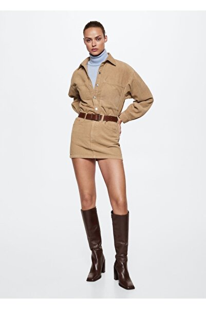 MANGO Woman Κοτλέ πουκάμισο με τσέπες