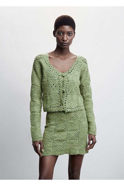 MANGO Woman Crochet Embroidered Cardigan
