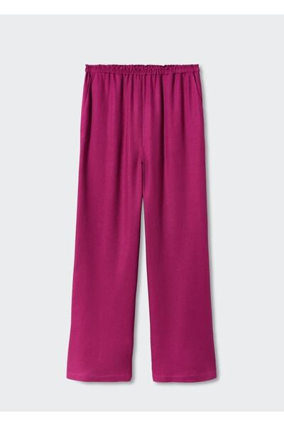 MANGO Woman Beli Lastikli Saten Pantolon