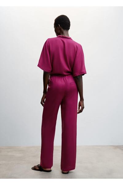 MANGO Woman Beli Lastikli Saten Pantolon