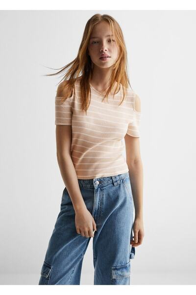 Mango Teen Tricou Bej Pentru Copii
