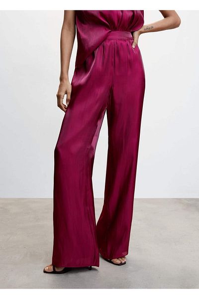 MANGO Woman Pantaloni Palazzo din satin