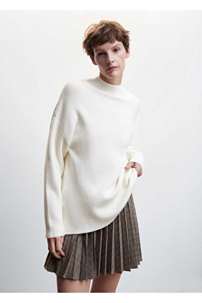 MANGO Woman High Collar Ribbed Sweater