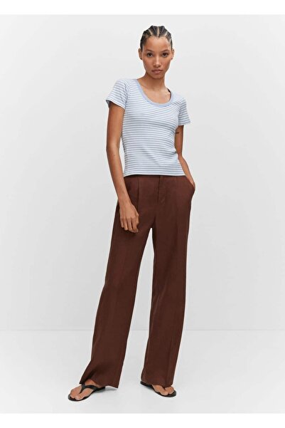 MANGO Woman Tricou țesut în dungi