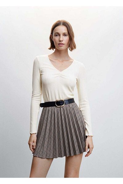 MANGO Woman Ruffle Long Sleeve T-Shirt