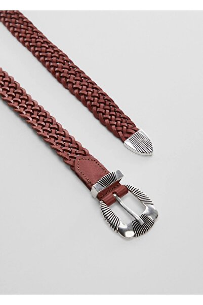 MANGO Woman Knitted Patterned Leather Bracelet