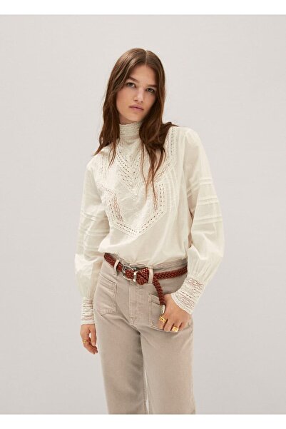 MANGO Woman Knitted Patterned Leather Bracelet