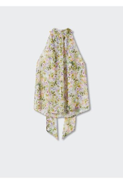 MANGO Woman Halter Yaka Bağ Detaylı Bluz
