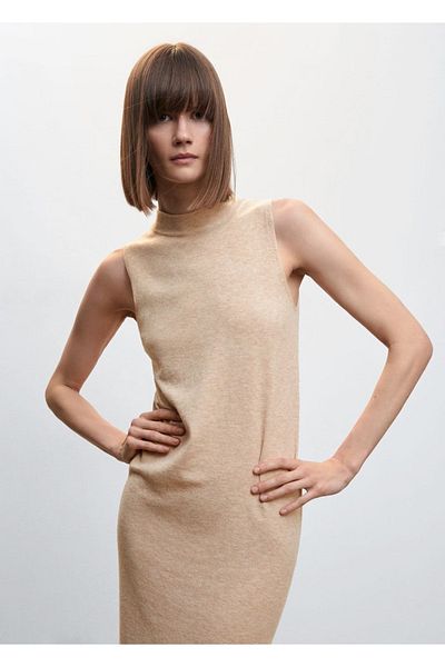 MANGO Woman Rochie de tricotaj cu fantă laterală