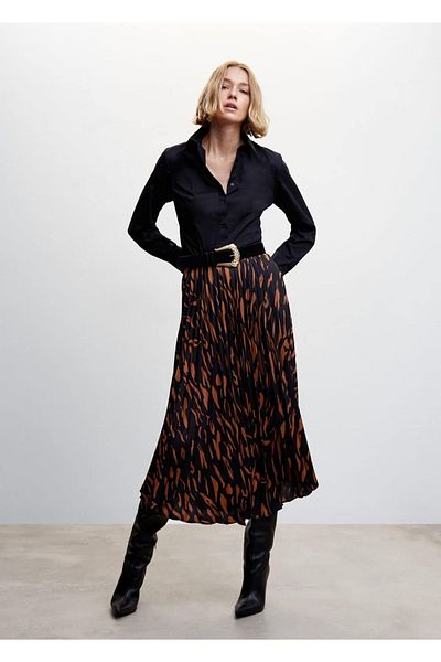 MANGO Woman Fustă plisată cu modele abstracte