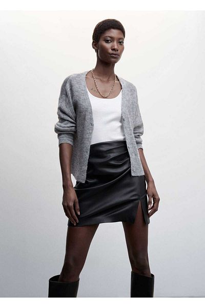 MANGO Woman Snakeskin Look Mini Skirt