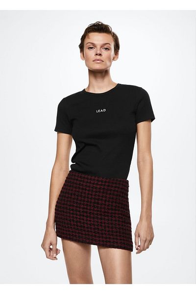 MANGO Woman Message Ribbed T-Shirt