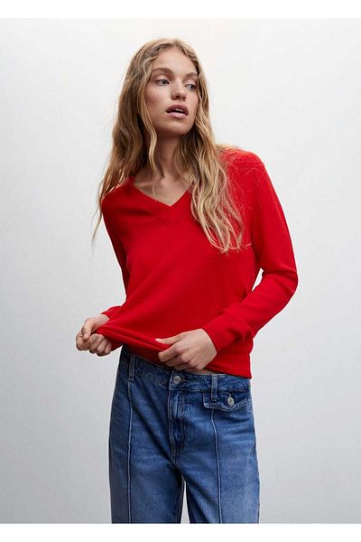 MANGO Woman 100% Wool V-Neck Sweater