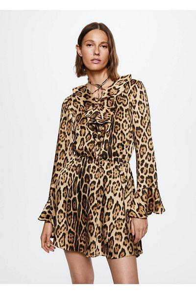 MANGO Woman Flowy Leopard Print Dress