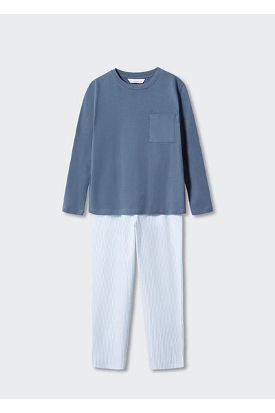 MANGO Kids Set de pijamale portocalii pentru copii