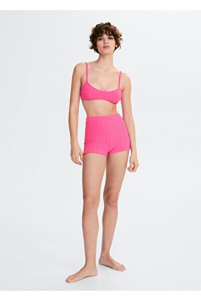 MANGO Woman Çizgili Dokulu Şort