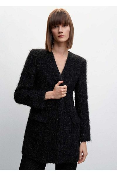 MANGO Woman Fur Look Knitwear Coat