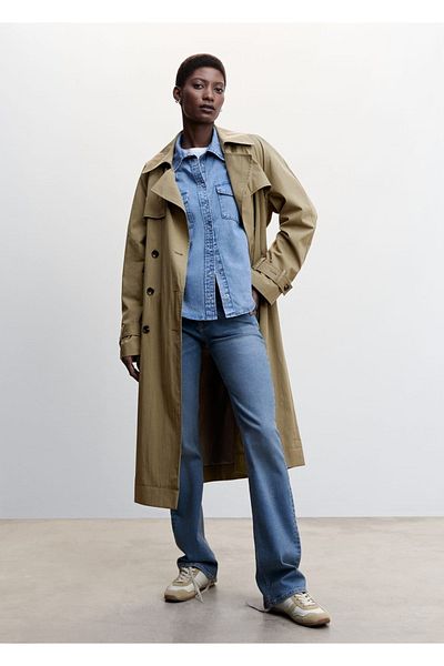 MANGO Woman Design trenčkotu s dvojitým knoflíkem