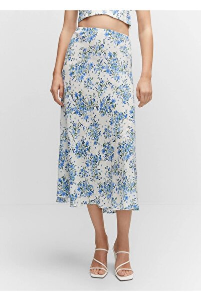 MANGO Woman Çiçekli Midi Etek
