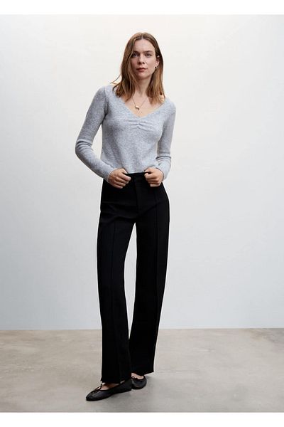 MANGO Woman Straight Cut Trousers with Slit Detail