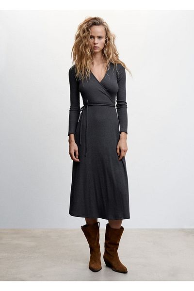 MANGO Woman Corded Wrap Dress