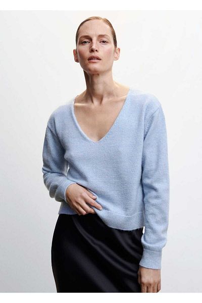 MANGO Woman Tricotaj cu decolteu în V Pulover Design