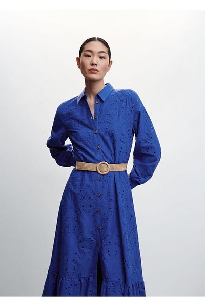 MANGO Woman Hole Detailed Shirt Dress