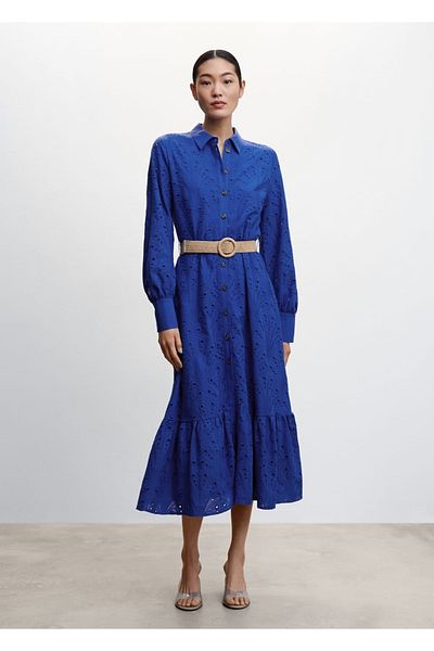 MANGO Woman Hole Detailed Shirt Dress