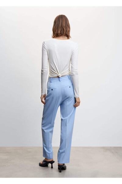 MANGO Woman Düz Kesimli Tebeşir Çizgili Pantolon