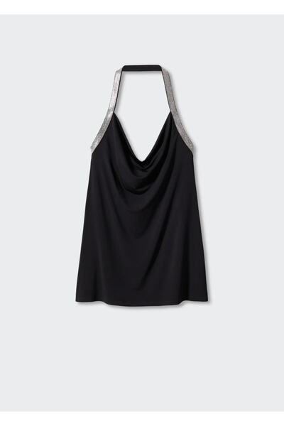 MANGO Woman Kristal Detaylı Drape Elbise