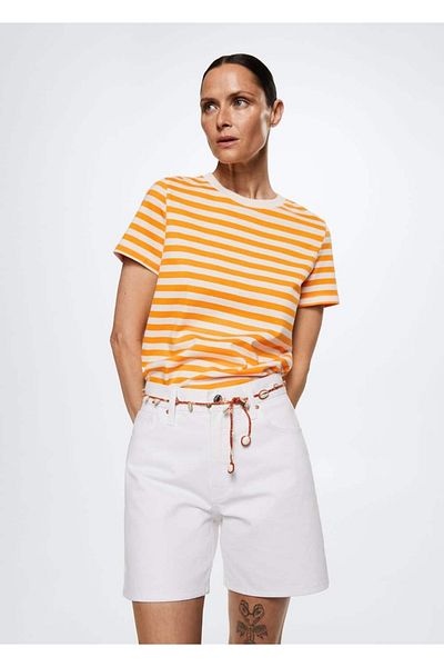 MANGO Woman Tricou cu dungi din bumbac
