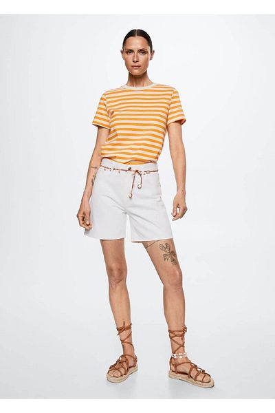 MANGO Woman Tricou cu dungi din bumbac