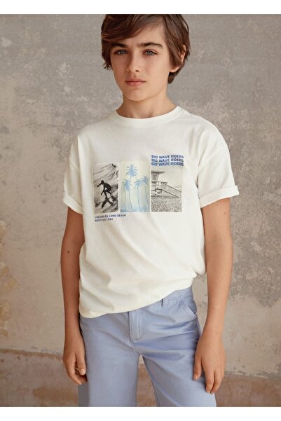 MANGO Kids Βαμβακερό μπλουζάκι με σχέδια