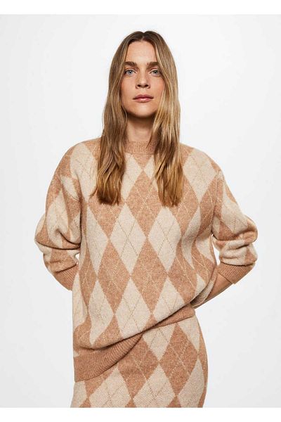 MANGO Woman Sweater - Diamond Pattern