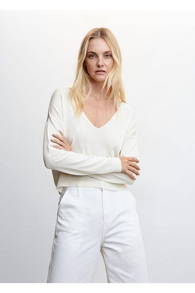 MANGO Woman V-Neck Thin Knitwear Sweater