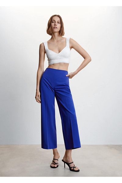 MANGO Woman Pantaloni culotte cu croială dreaptă