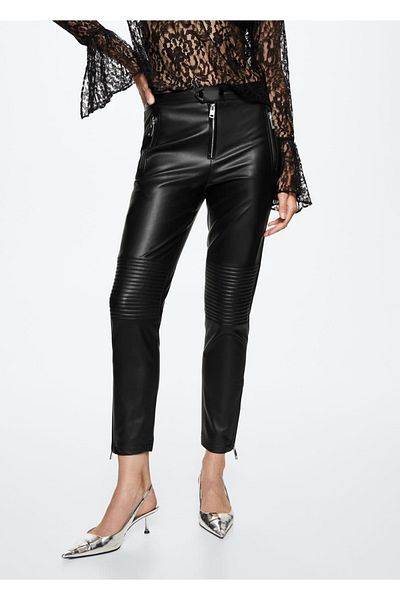MANGO Woman Leather Look Skinny Trousers