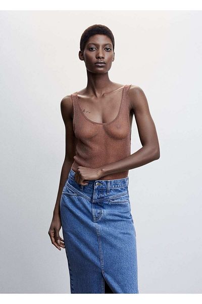 MANGO Woman Πλεκτή μπλούζα Lurex