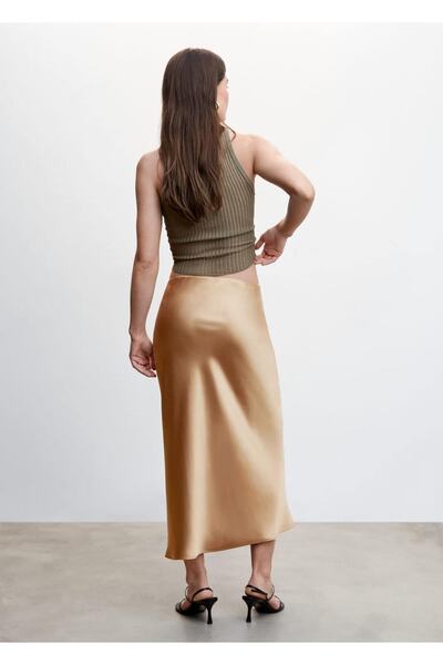 MANGO Woman Saten Midi Etek