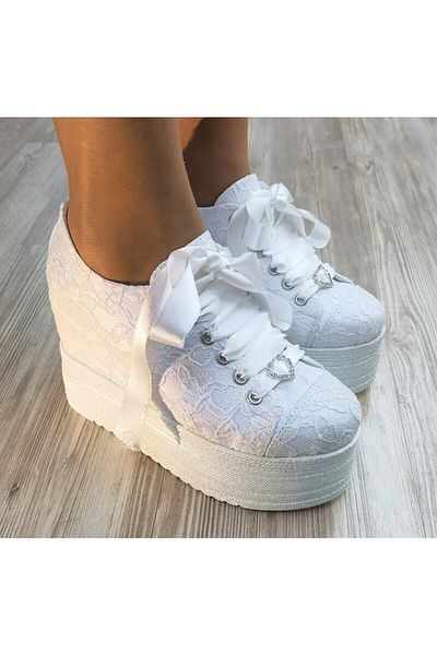 Ayakkabı Tutkusu Stilo ® Bridal Shoes White Inside Hidden Heel 13cm Extreme Comfortable Wedding Dress Shoes