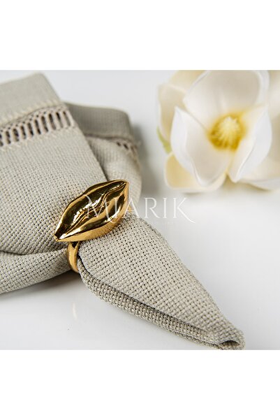 MIARIK DESIGN & DEKORASYON Döküm 6’lı Dudak Peçete Halkası Peçete Yüzüğü Gold