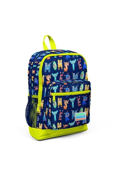 Coral High Kids Navy Blue Neon Yellow Monster Pattern Pen Holder, Nutrition, 3-Piece School Bag Set GOSET0123726