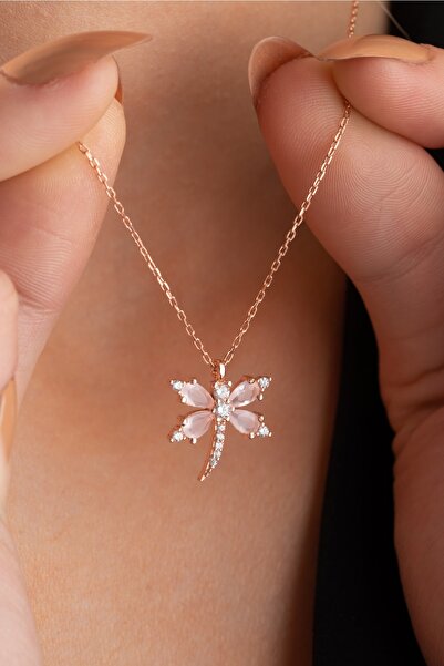 Nereze 925 Ayar Gümüş Pembe Zirkon Taşlı Yusufcuk Model Şans Kolye