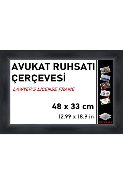 Mirglart إطار مستندات أسود - زجاج PVC 40 مم، لرخصة المحاماة، الحجم: 48 × 33 سم