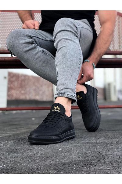 Joy Man J022 Pantof casual pentru bărbați, cu talpă ortopedică, cu șireturi, ST Negru