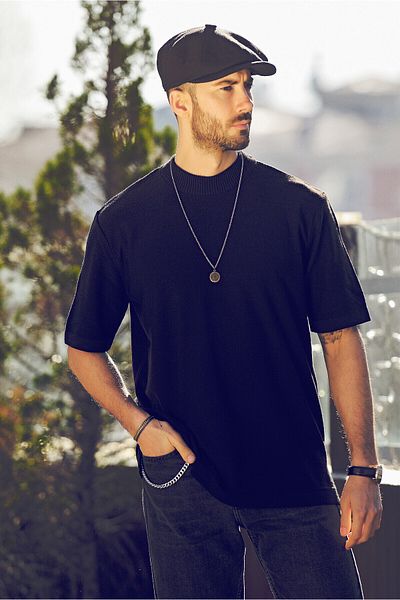 CHUBA Ανδρικό Πλεκτό T-shirt Oversize Μαύρο 20w188