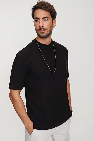 CHUBA Ανδρικό Πλεκτό T-shirt Oversize Μαύρο 20w188