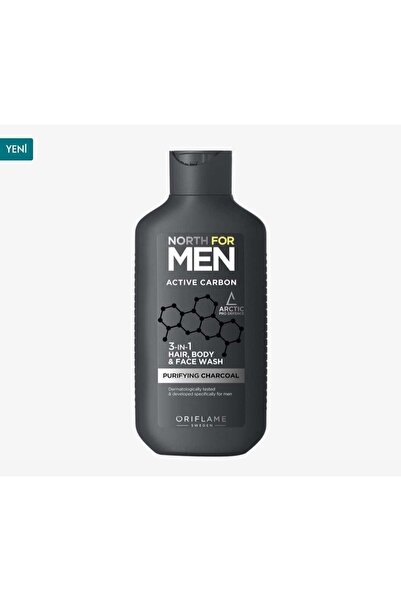 Oriflame نورث للرجال أكتيف كربون 3 في 1 منظف للشعر والجسم والوجه